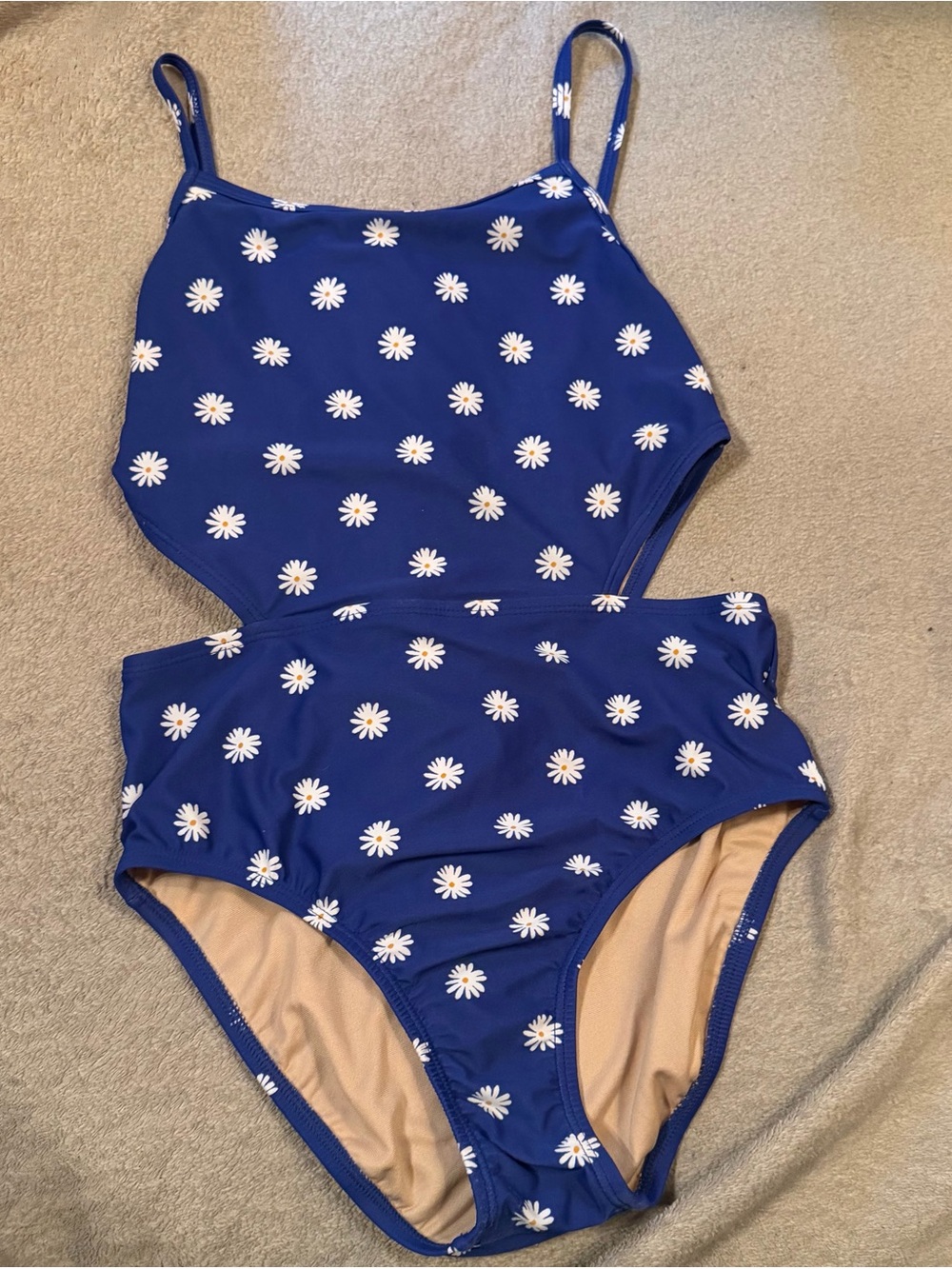 Old Navy 10/12 Girls Blue Daisy One-Piece Swimsuit